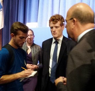 Devils Advocate reporter Nicolas Malm interviews Congressman Joe Kennedy III