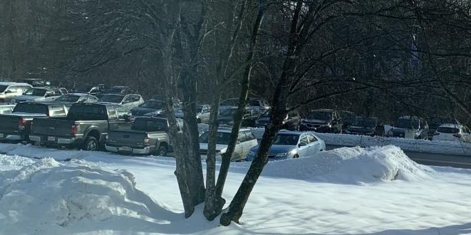 Students made their way into school despite the weather. 