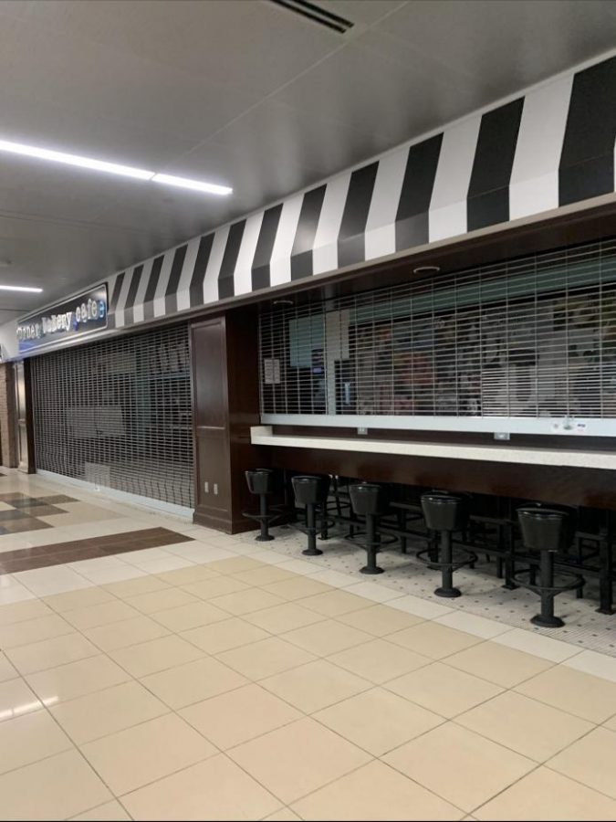 Closed stores in Atlanta terminal. 