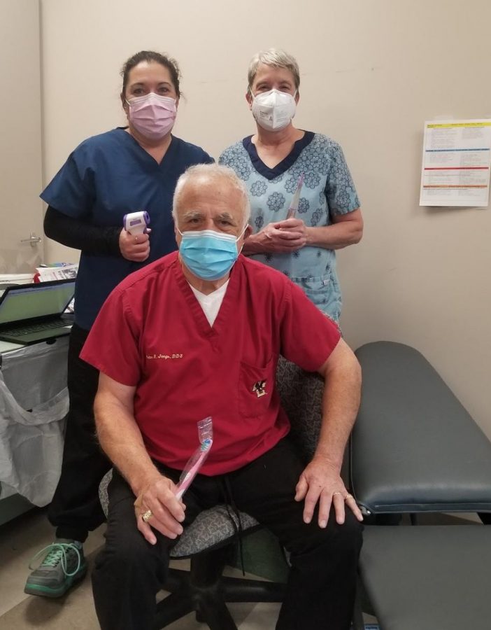 Louise Nally, dental hygienist; Nicole Guertin, Dental Assistant; and Dr. Peter R. Jengo visited LHS to provide dental work for 130 students. 