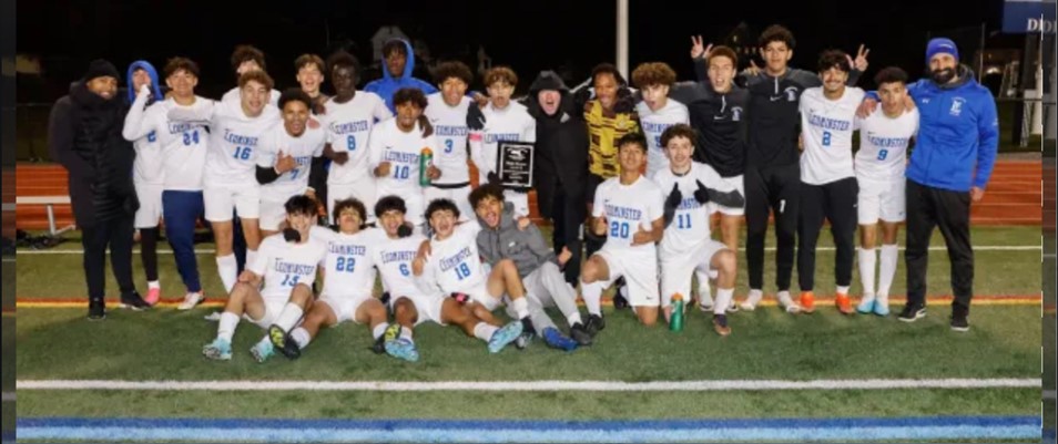 The Leominster Boys Soccer Team is pictured just moments after being named Central Mass Champions. 
Photo Courtesy Leominster Boys Soccer