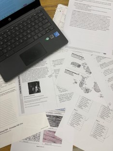 A pile of homework awaiting a student to complete. 