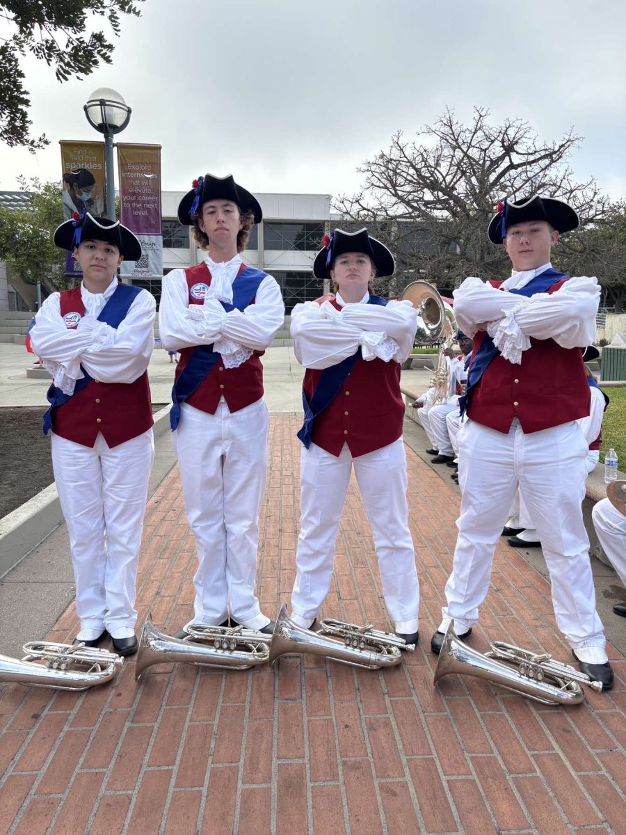 LHS Band Members prepare to march in the Rose Bowl Parade